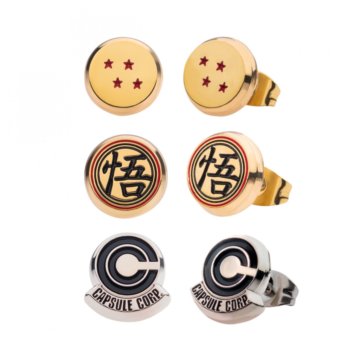 Picture of Dragon Ball Z 872442 Dragon Ball Z Symbols Stud Earrings Set - 3 Pair