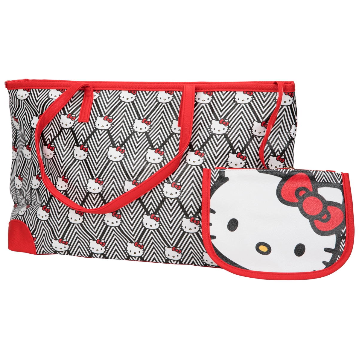 Picture of Hello Kitty 874239 Hello Kitty Face Print Large Tote Bag with Coin Purse