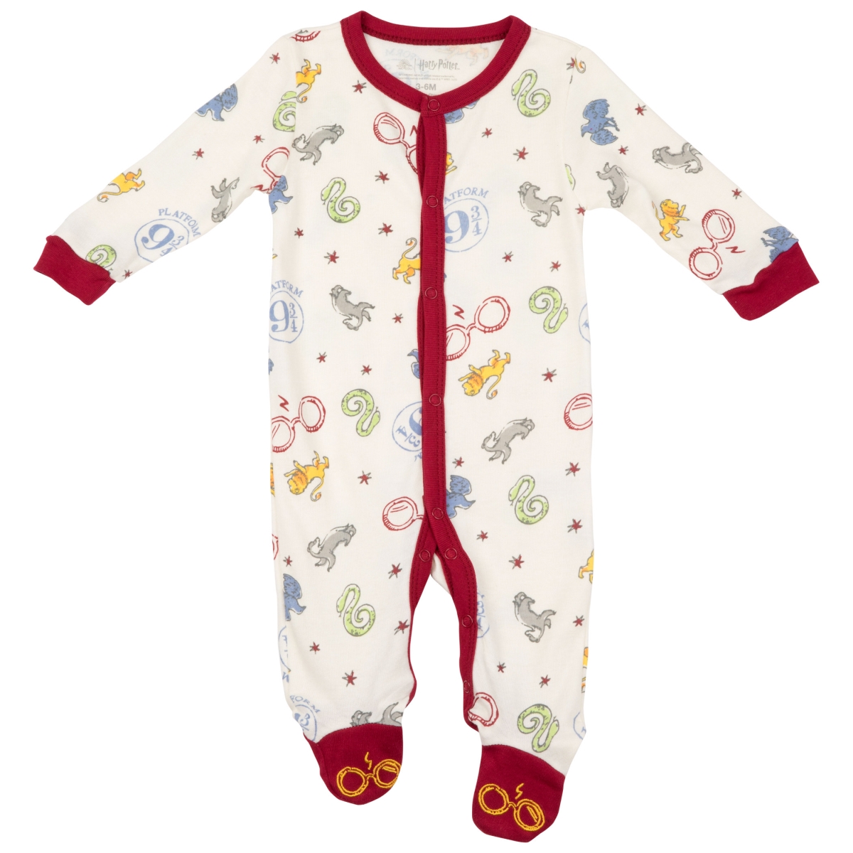 Classic Symbols Infant Bodysuit Pajamas, White & Red - 0-3 Months