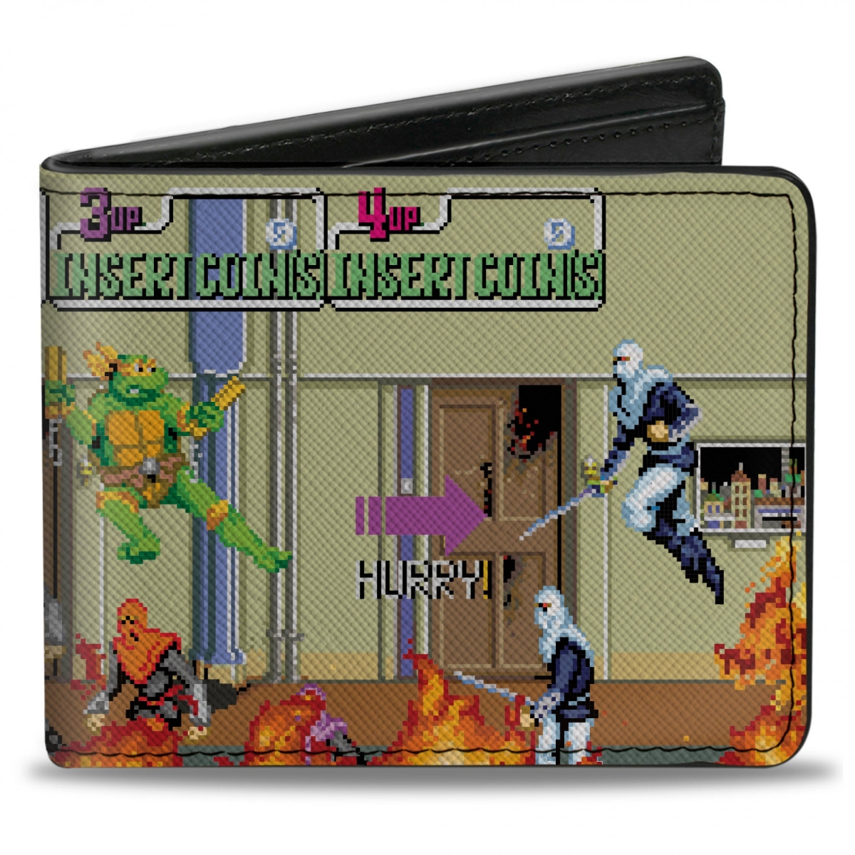 Picture of Teenage Mutant Ninja Turtles 873557 Teenage Mutant Ninja Turtles 8-Bit Battle Bi-Fold Wallet&#44; Multi Color