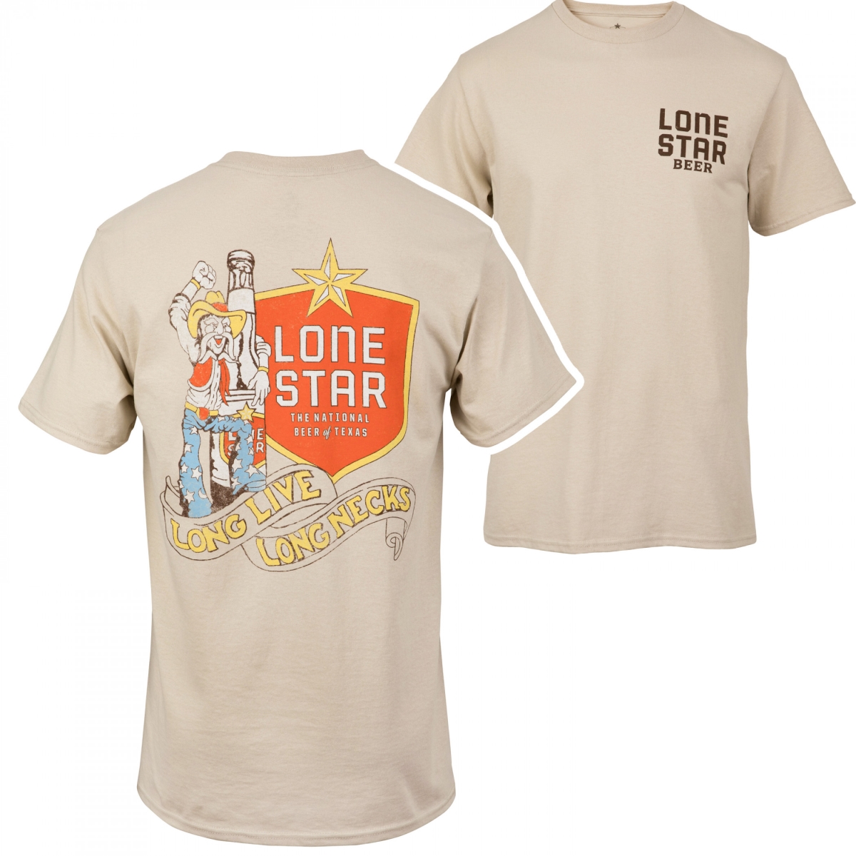 Picture of Lone Star 870172-2xlarge Lone Star Beer Long Live Long Necks Front & Back Print T-Shirt - 2XL