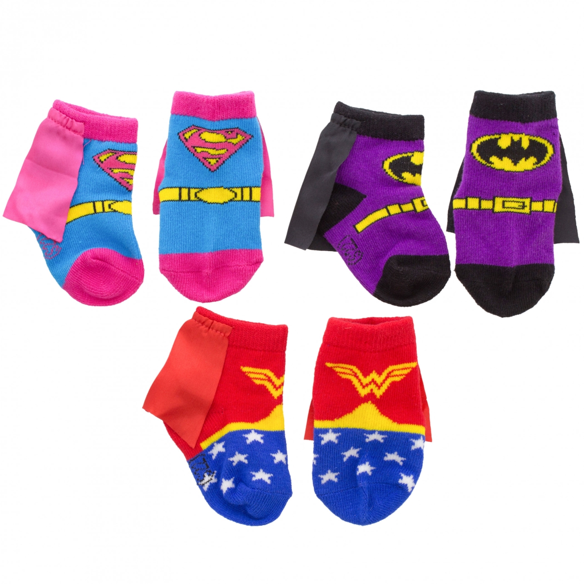 DC Super Heroes Infant Booties with Capes - Pack of 3