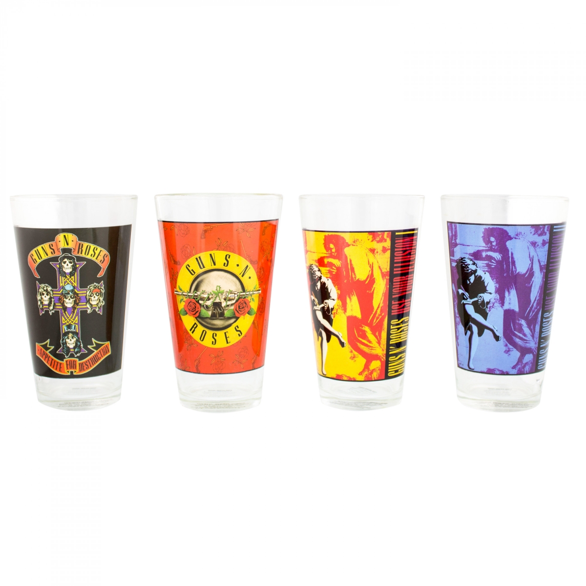 Picture of Guns N Roses 875263 16 oz Album Covers Pint Glass, Clear - Pack of 4