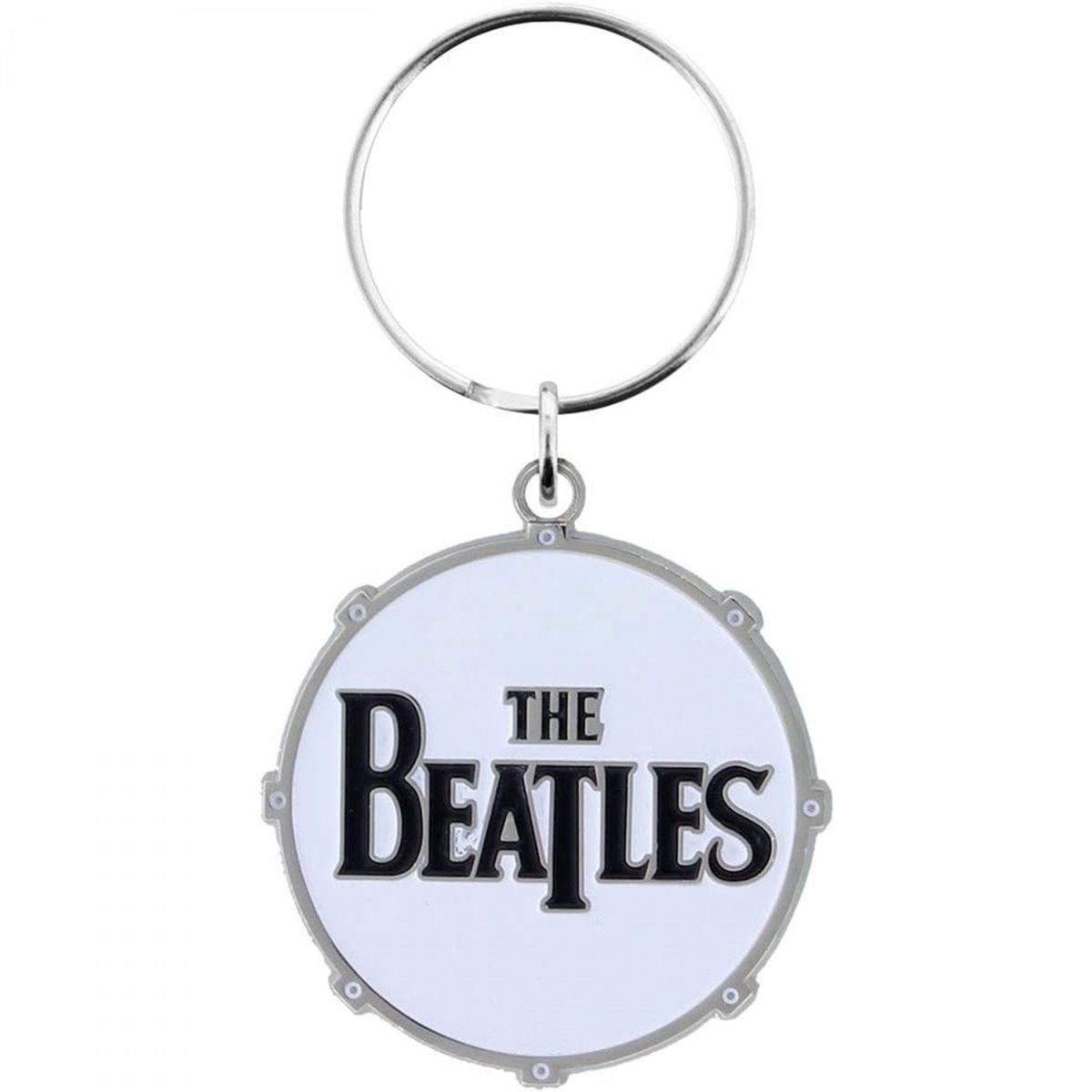 880464 1.5 in. Round The Drum Logo Keychain, Silver & White