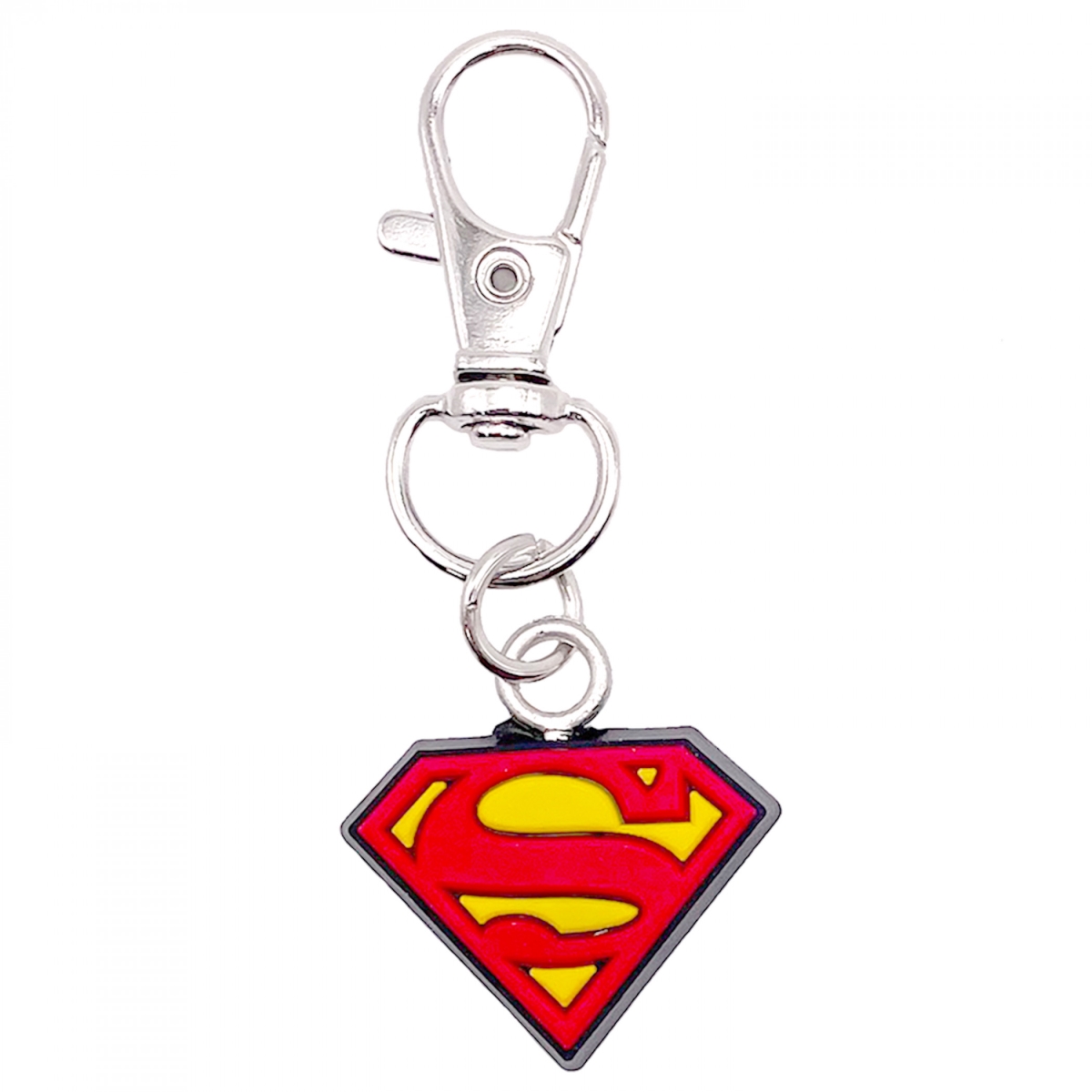 882305 Classic Logo Rubber Keychain, Silver, Yellow & Red