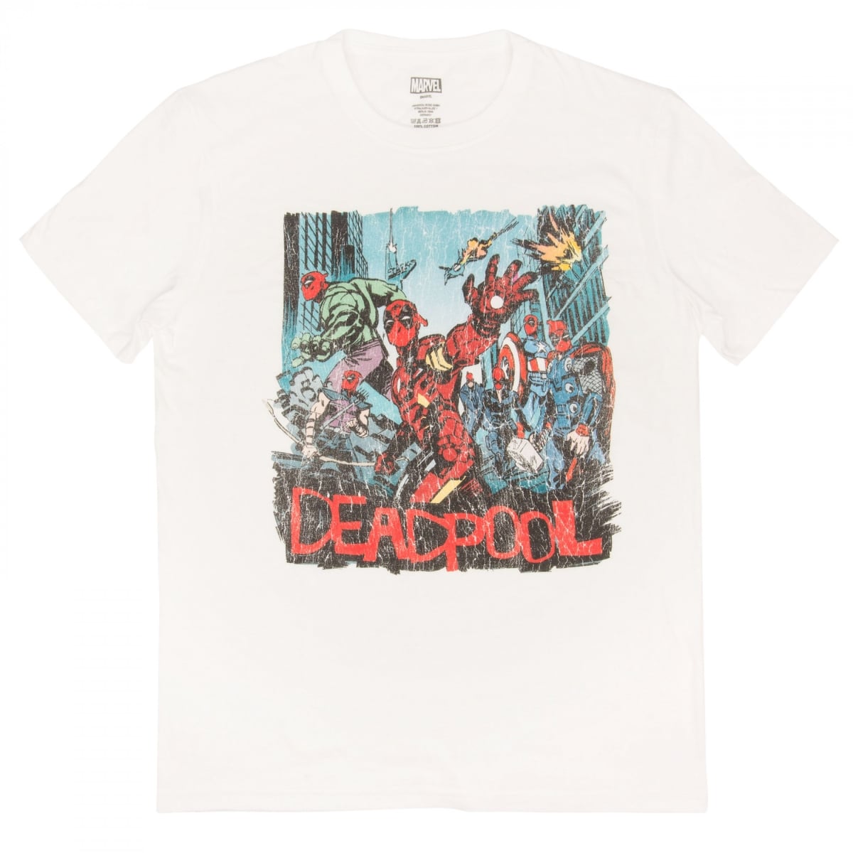 886644-large Distressed Avengers Hero Scene T-Shirt - Large