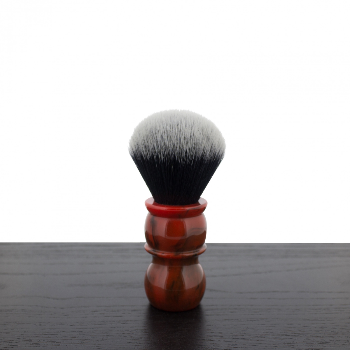SB-YAQ-009  Red Marble Handle Tuxedo Synthetic Shaving Brushes