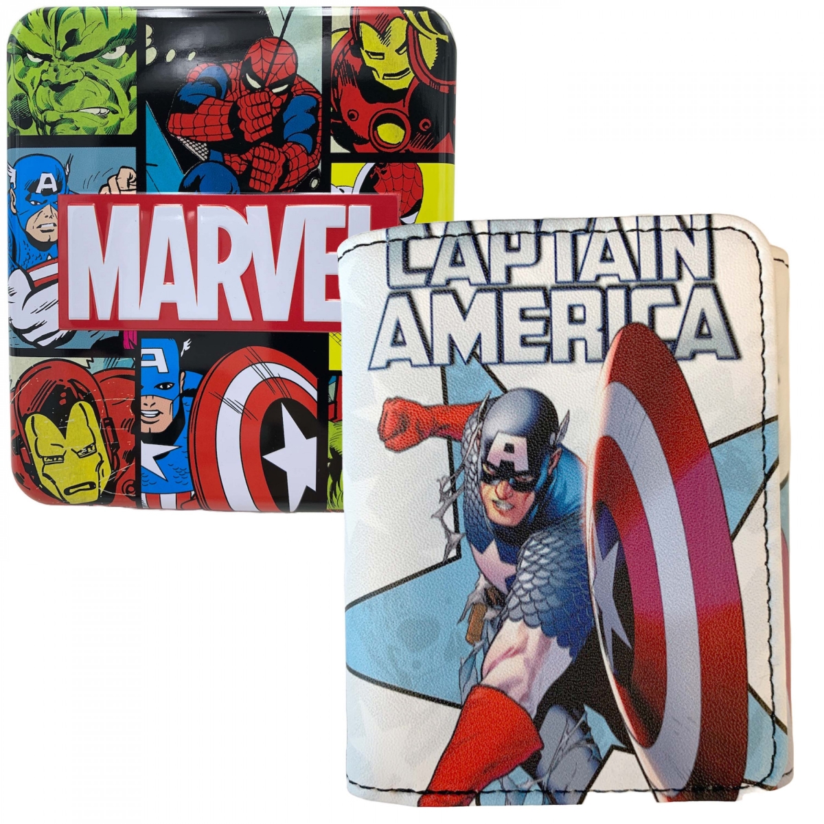 888320  Shield Attack Trifold Wallet in Collectable Tin - Multi Color
