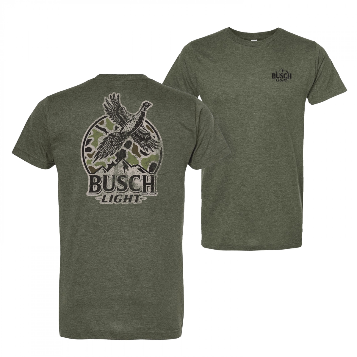 887659-medium  Light Pheasant Hunting Camo Logo Forest Green T-Shirt, Forest Green - Medium