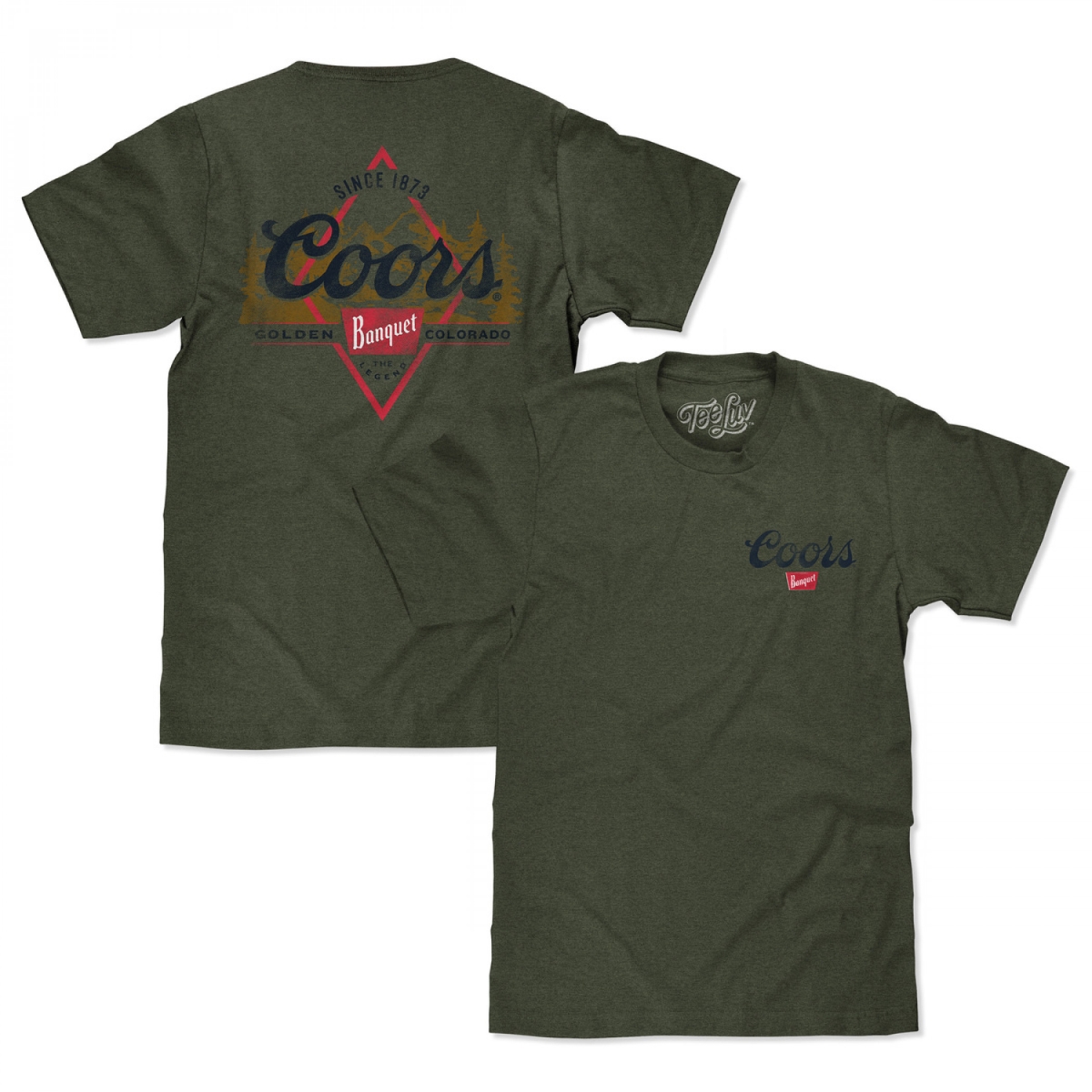 889557-medium  Banquet Diamond Logo Front & Back Print T-Shirt, Green - Medium