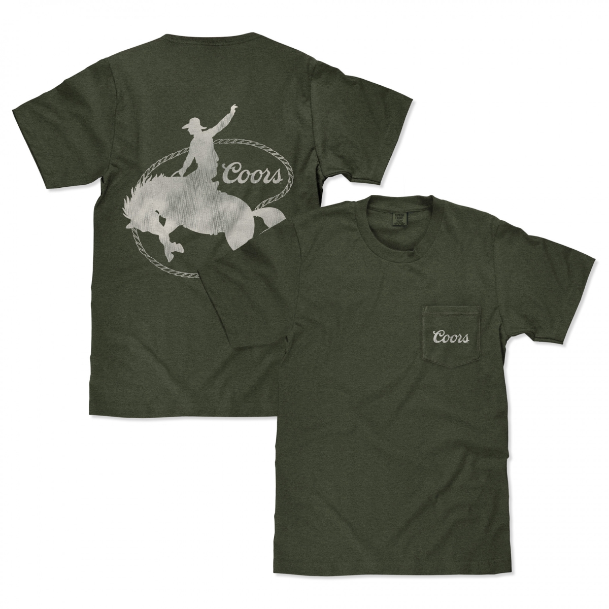 888203-xlarge  Banquet Pocket Front & Back Riding Horse Print T-Shirt, Green - Extra Large
