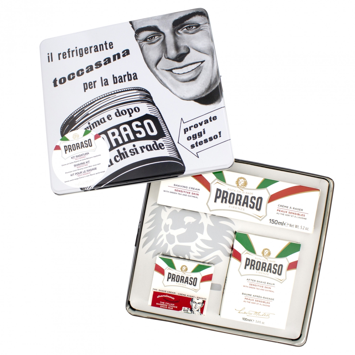 Picture of Proraso KT-PRO-005 Proraso Vintage Toccasana Tin Sensitive Shaving Kit