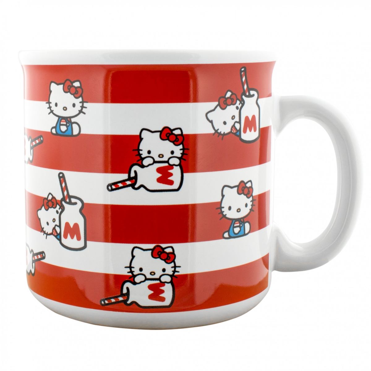 Picture of Hello Kitty 888039 20 oz Hello Kitty Milk Bottle Stripes Ceramic Camper Mug