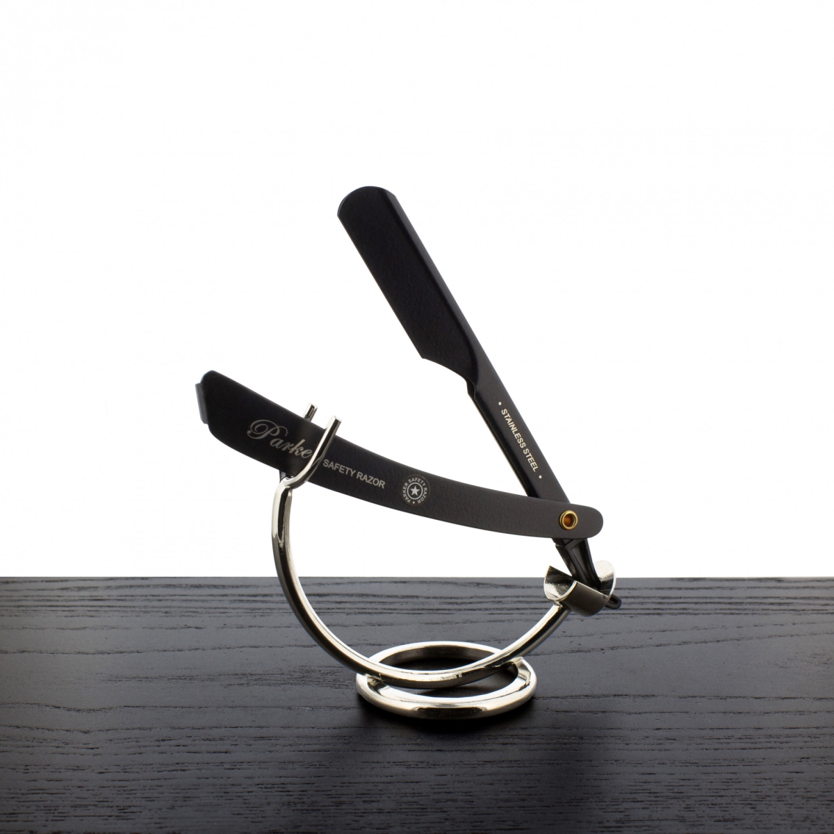 Picture of Parker 887171 Parker PTABK Stainless Steel Adjustable Straight Razor - Black