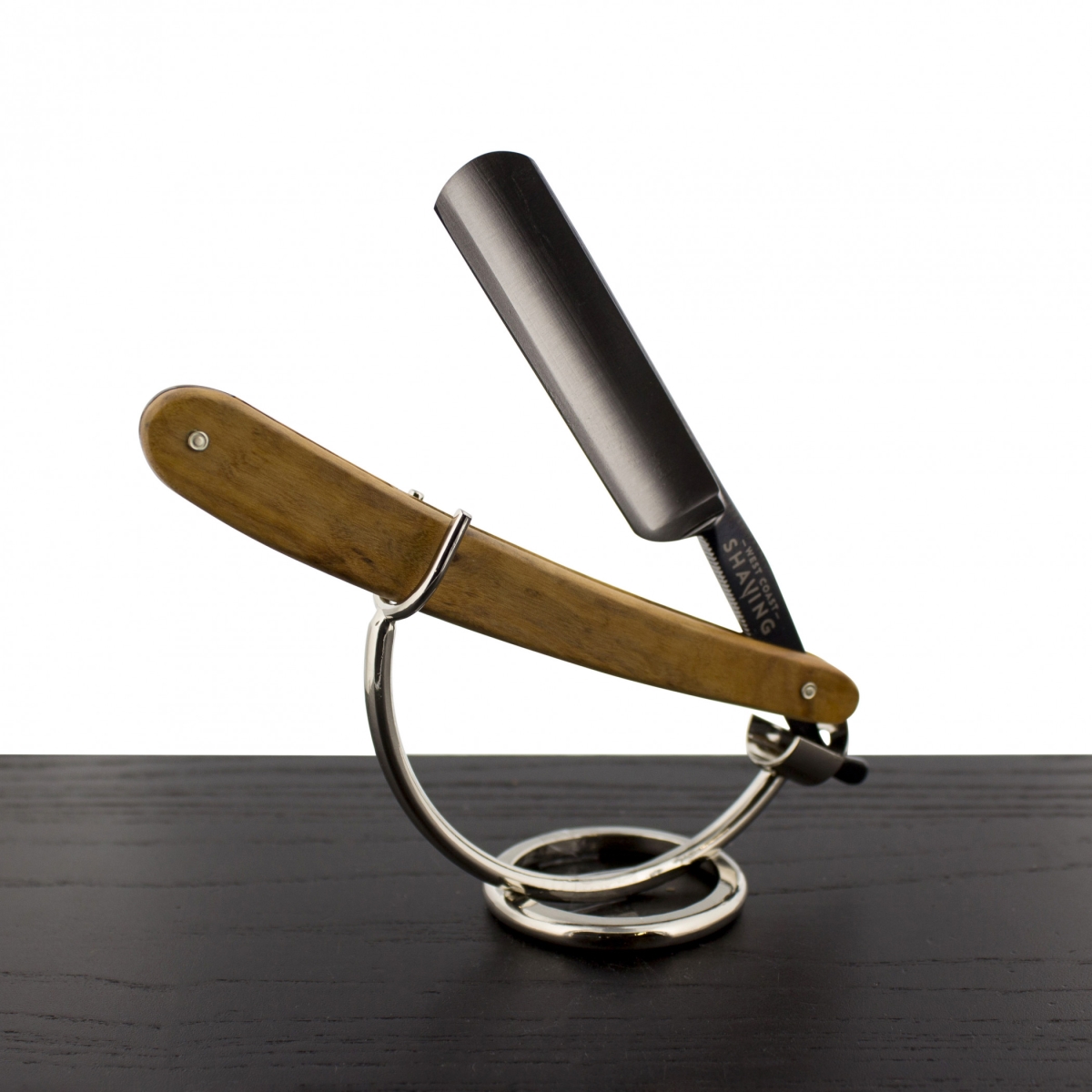 Picture of West Coast Shaving SR-WCS-370 0.62 in. Carbon Steel WCS Olive Wood Straight Razor