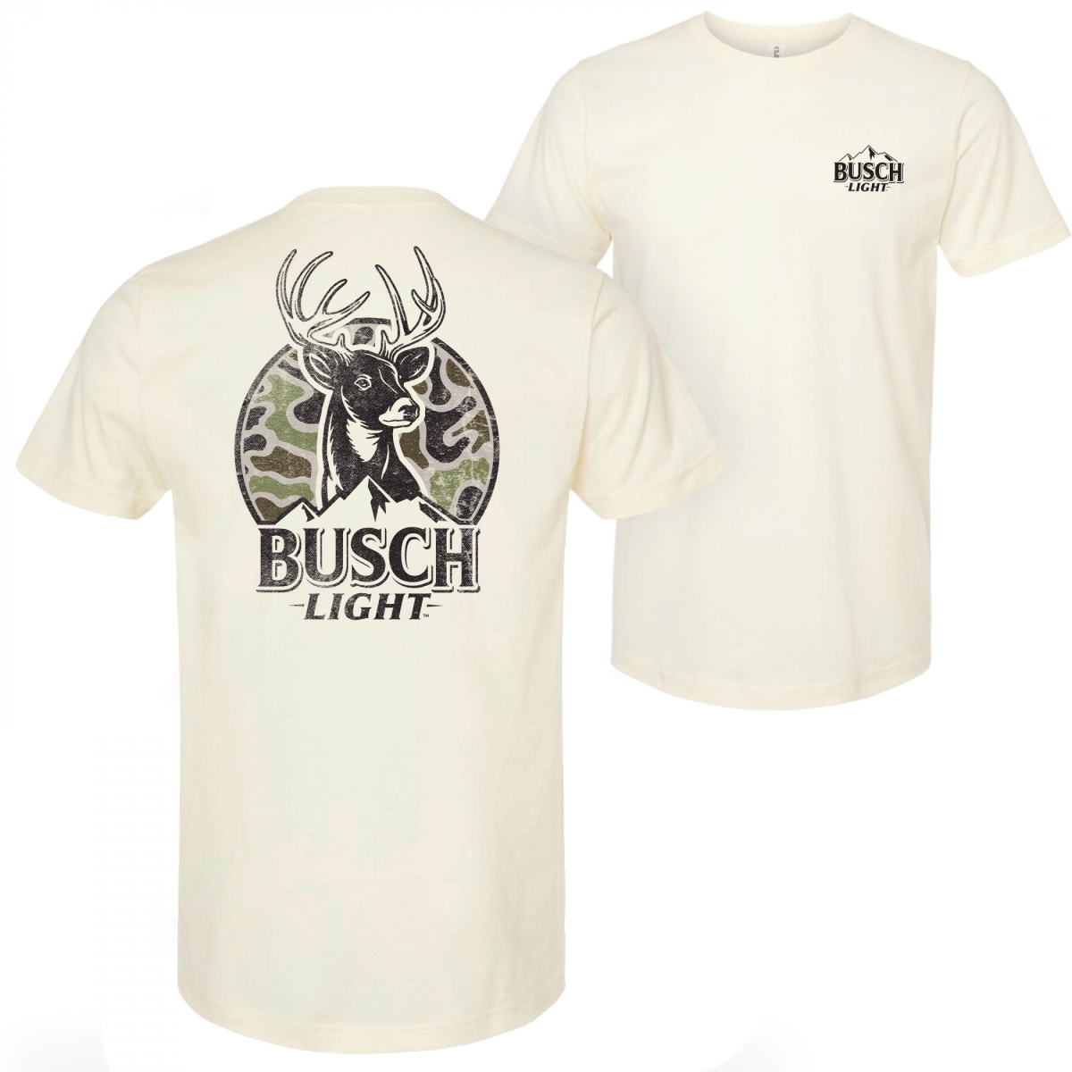 Light Deer Hunting Camo Logo T-Shirt, White - Medium