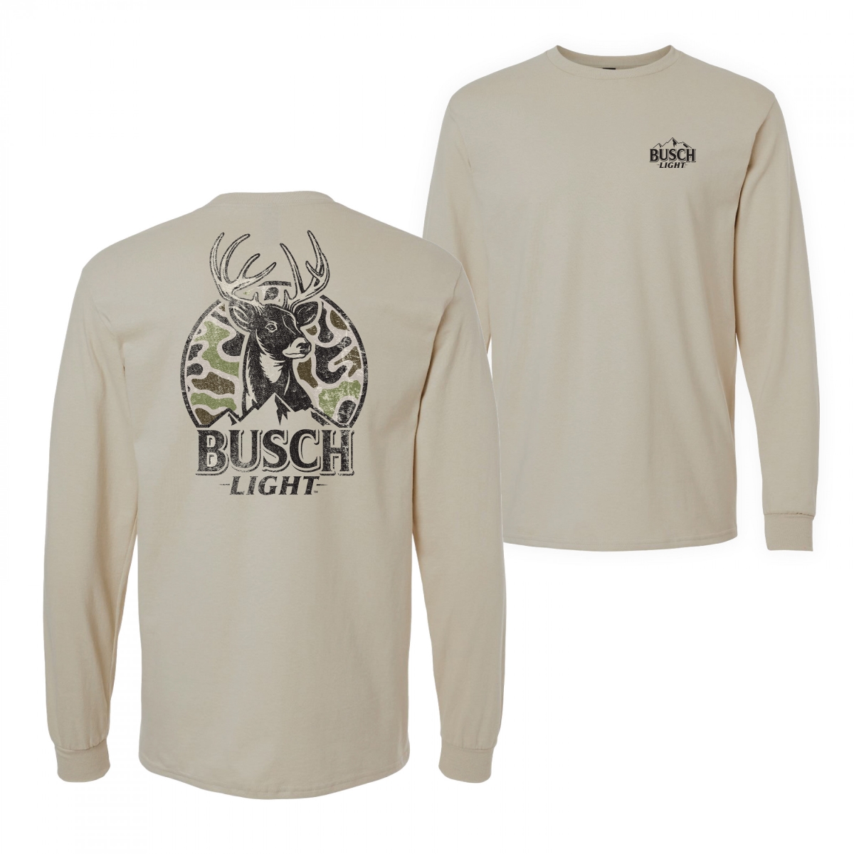 887643-medium  Light Deer Hunting Camo Logo Long Sleeve Shirt - Brown - Medium