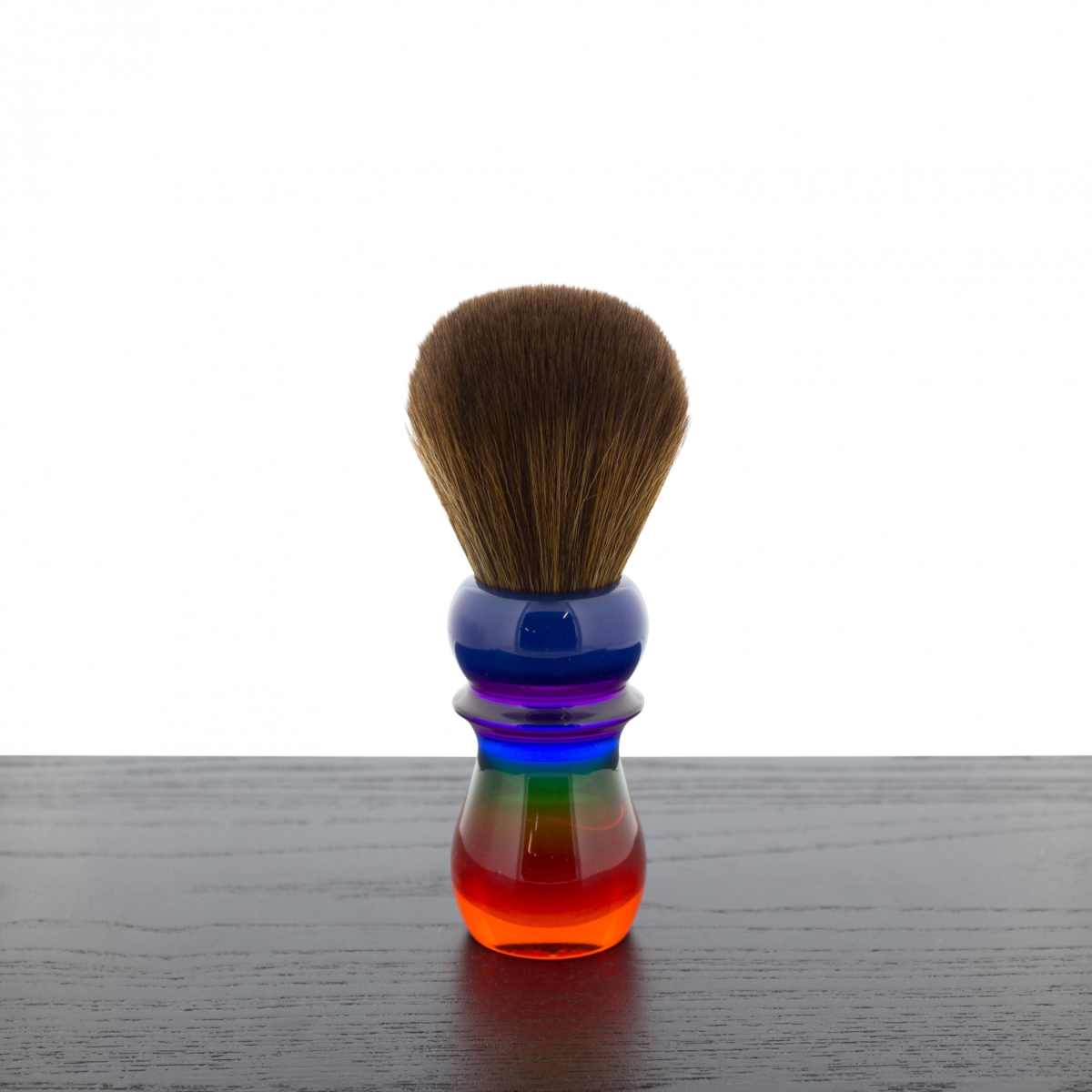 Brown Synthetic Shaving Brush, Rainbow Handle