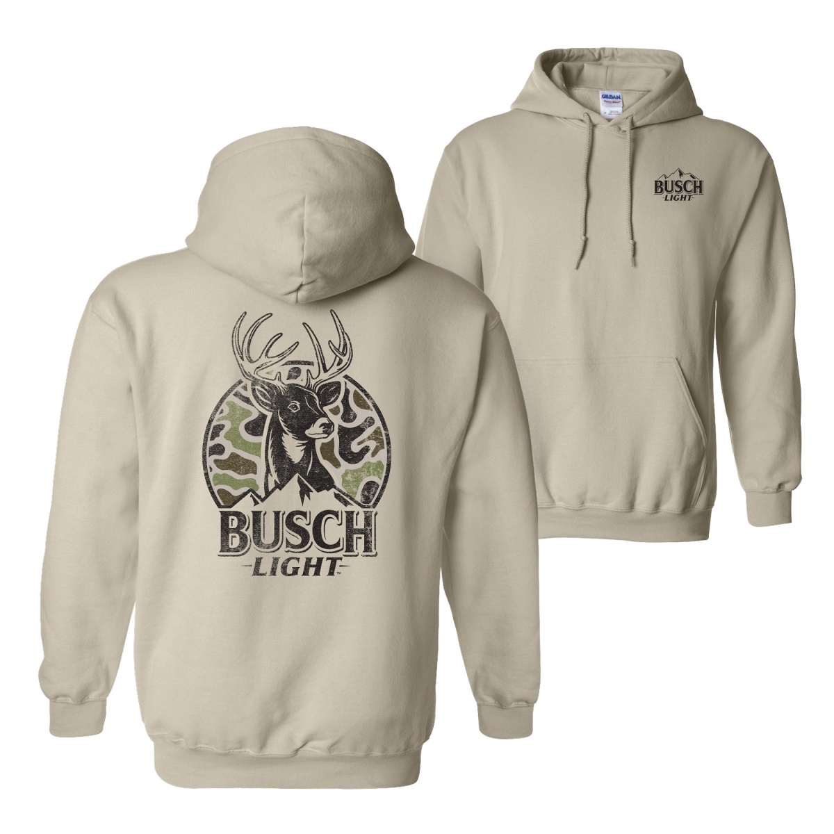 Light Deer Hunting Camo Logo Hoodie - Brown - Large