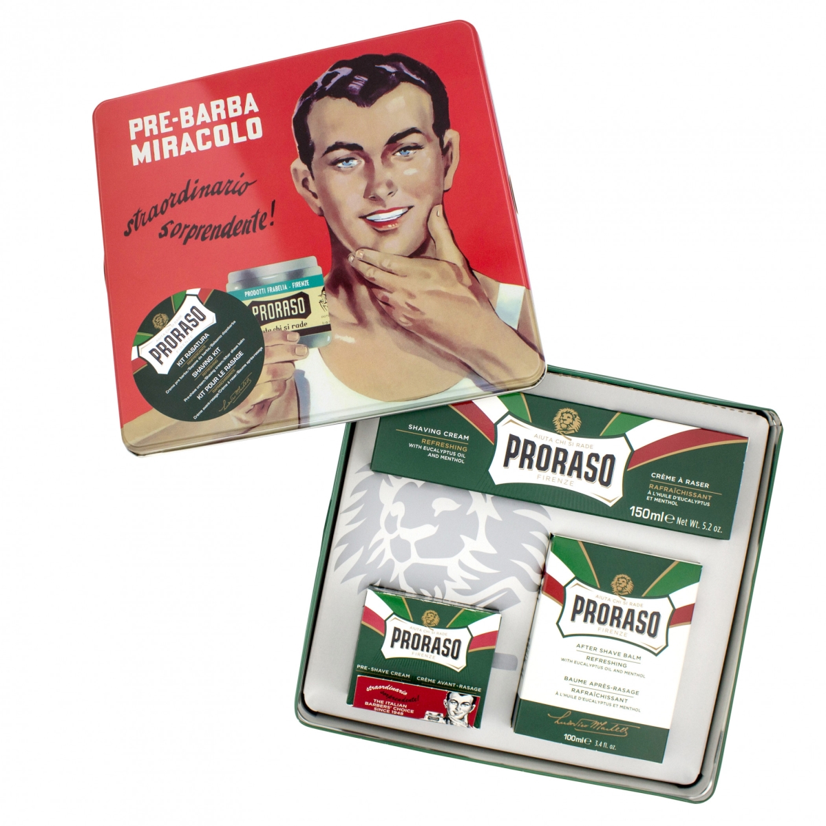 Picture of Proraso KT-PRO-004 Proraso Vintage Gino Tin Refresh Shaving Kit