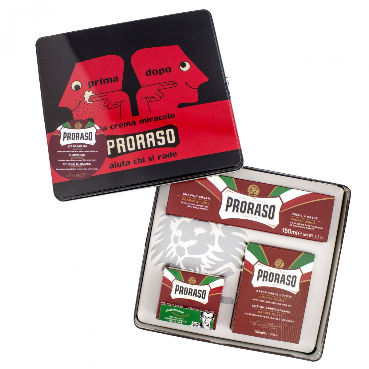 Picture of Proraso KT-PRO-006 Proraso Vintage Prima Dopo Tin Nourish Shaving Kit