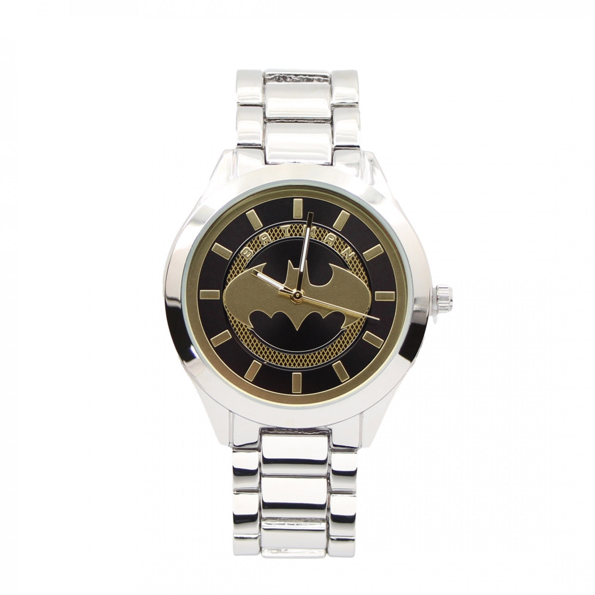 Picture of Batman 885541 Classic Logo White & Gold Analog Watch with Metal Band