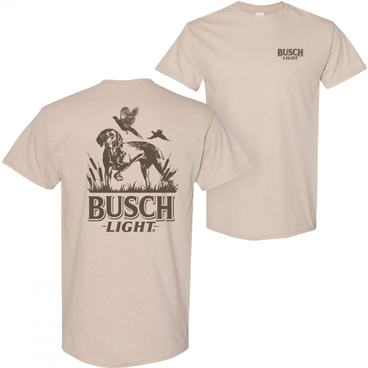 889168-small Light Hunting Dog Front & Back Print T-Shirt, Beige - Small