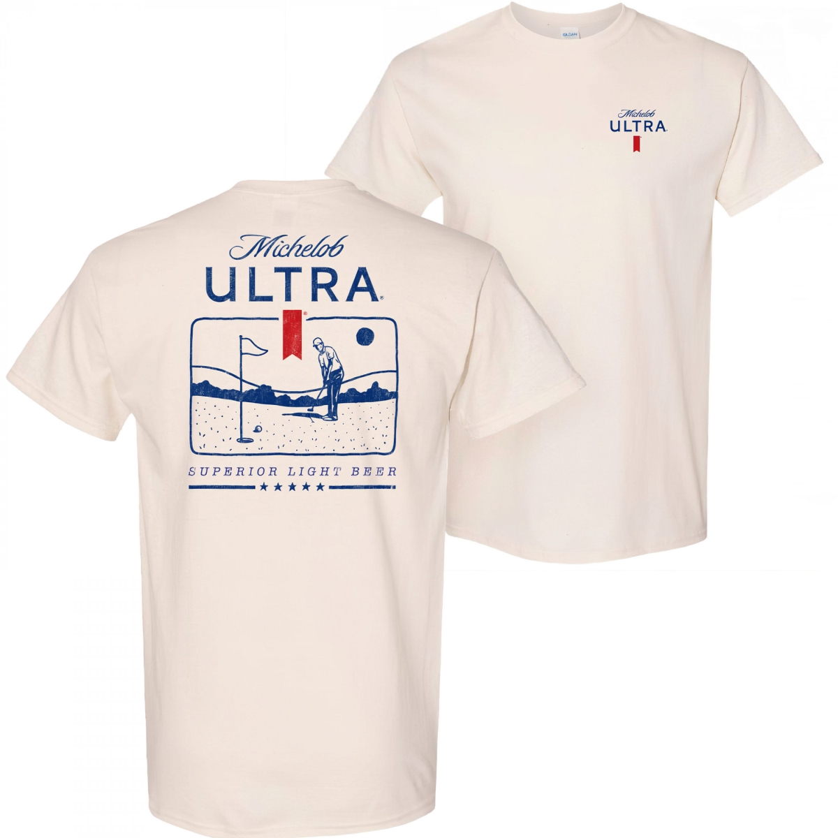891503-medium Ultra Golf Putting Colorway Front & Back Print T-Shirt, Beige - Medium