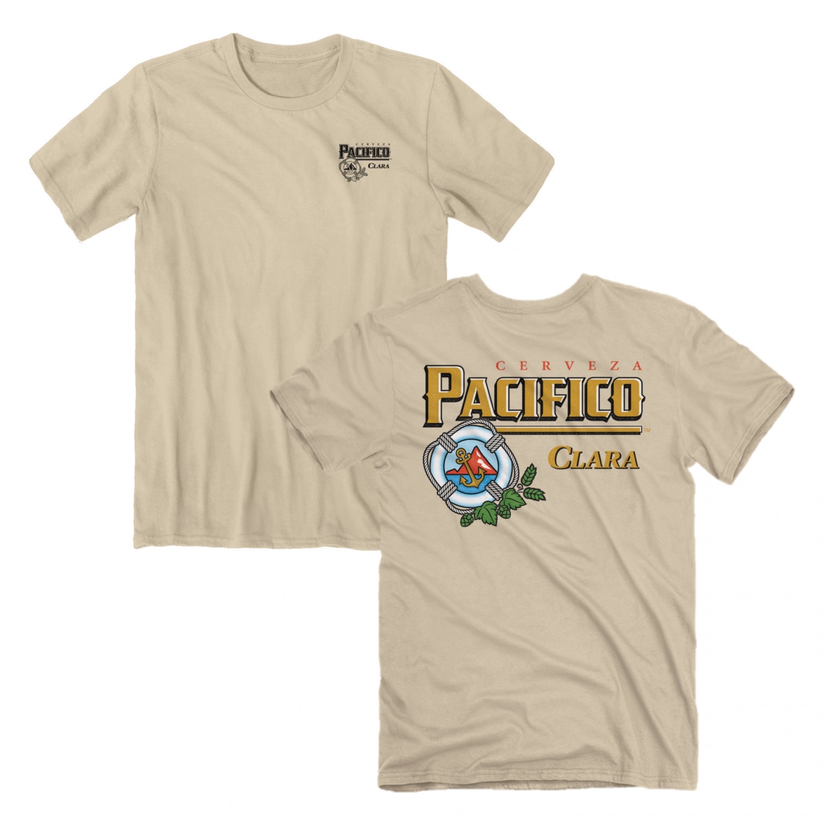 890763-2xlarge Clara Anchors Up Front & Back Print T-Shirt, Tan - 2XL