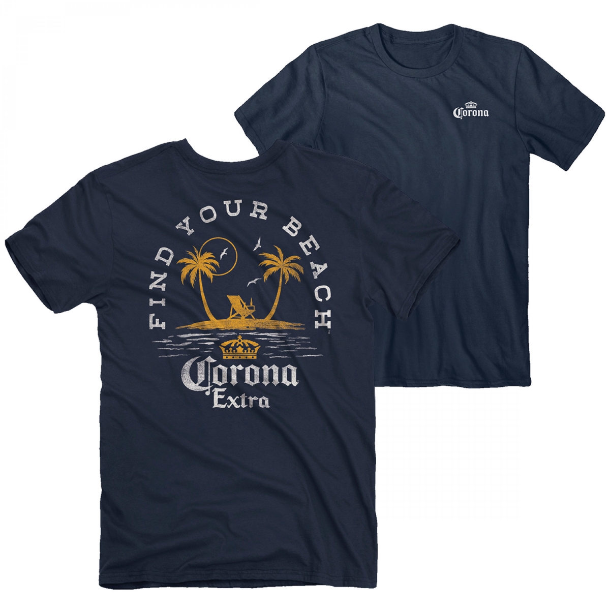 890791-large Vintage Palm Tree Island Front & Back Print T-Shirt - Large