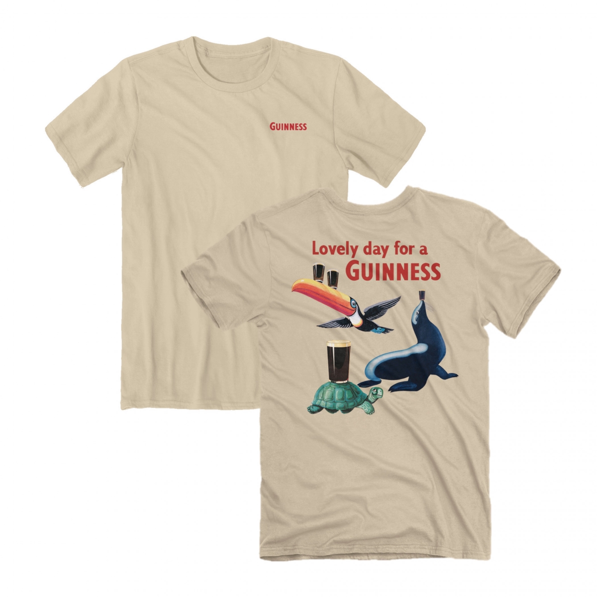 890564-xlarge Iconic Characters Front & Back Print T-Shirt, Tan - Extra Large