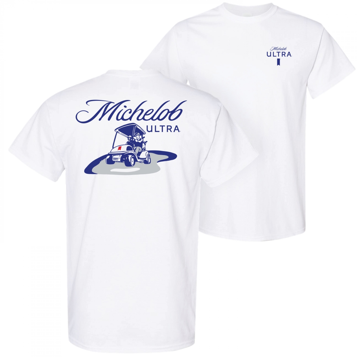 889161-small Ultra Golf Cart Front & Back Print T-Shirt, White - Small