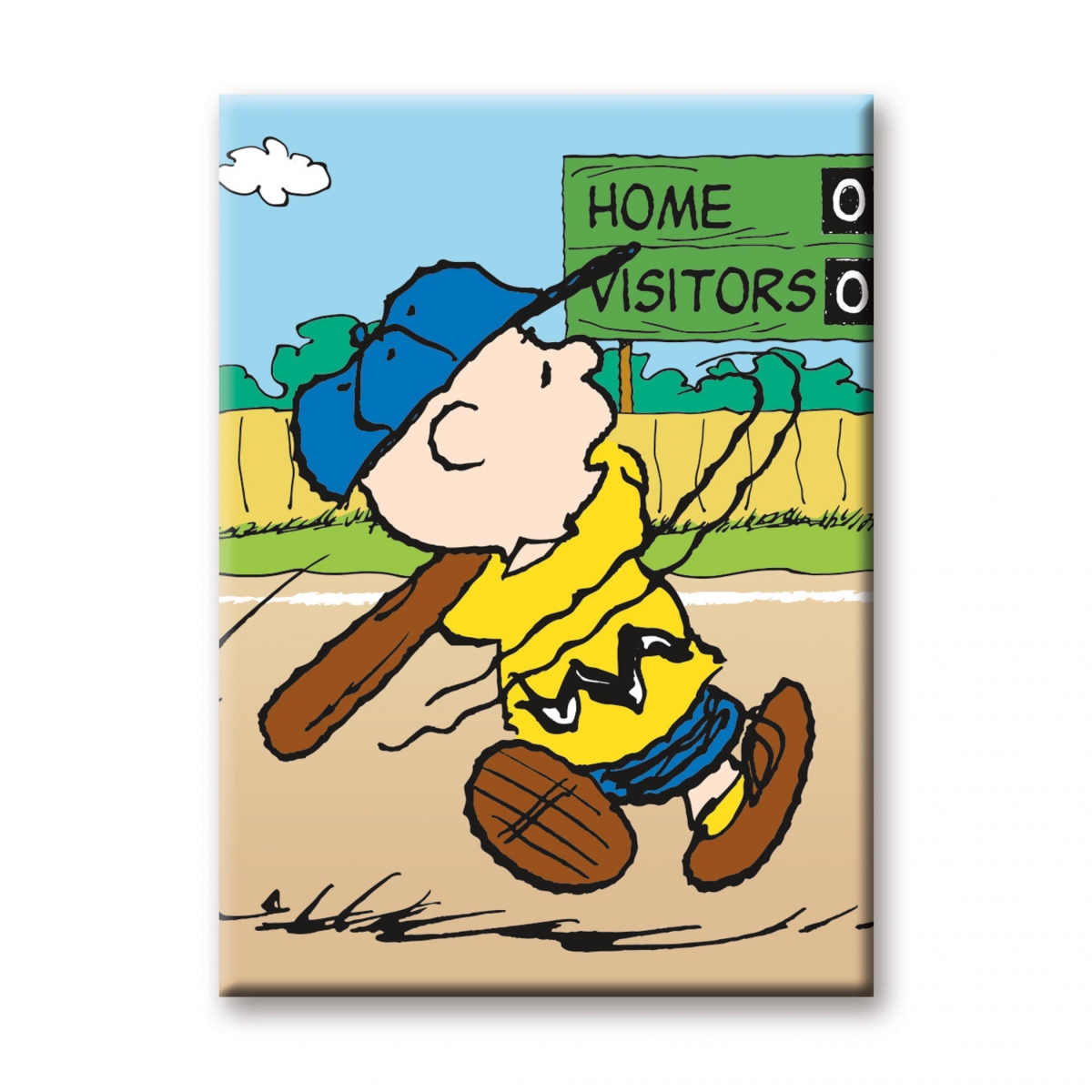 893801 Charlie Brown Swinging Baseball Bat Magnet