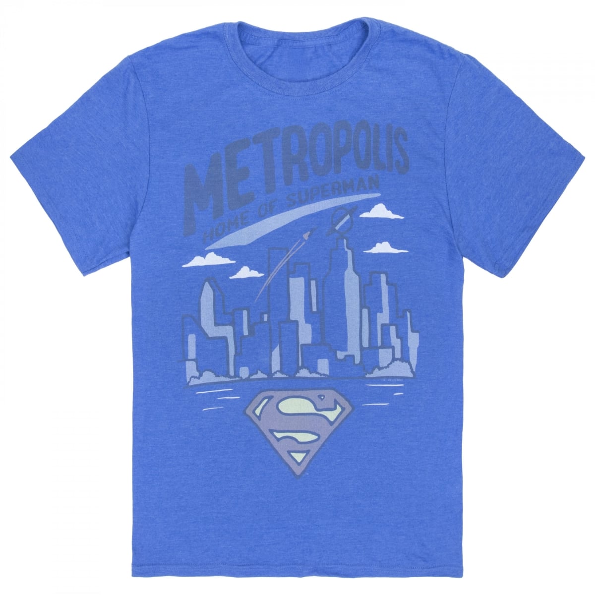893008-medium Metropolis City Skyline Black Ink Premium T-Shirt, Blue - Medium