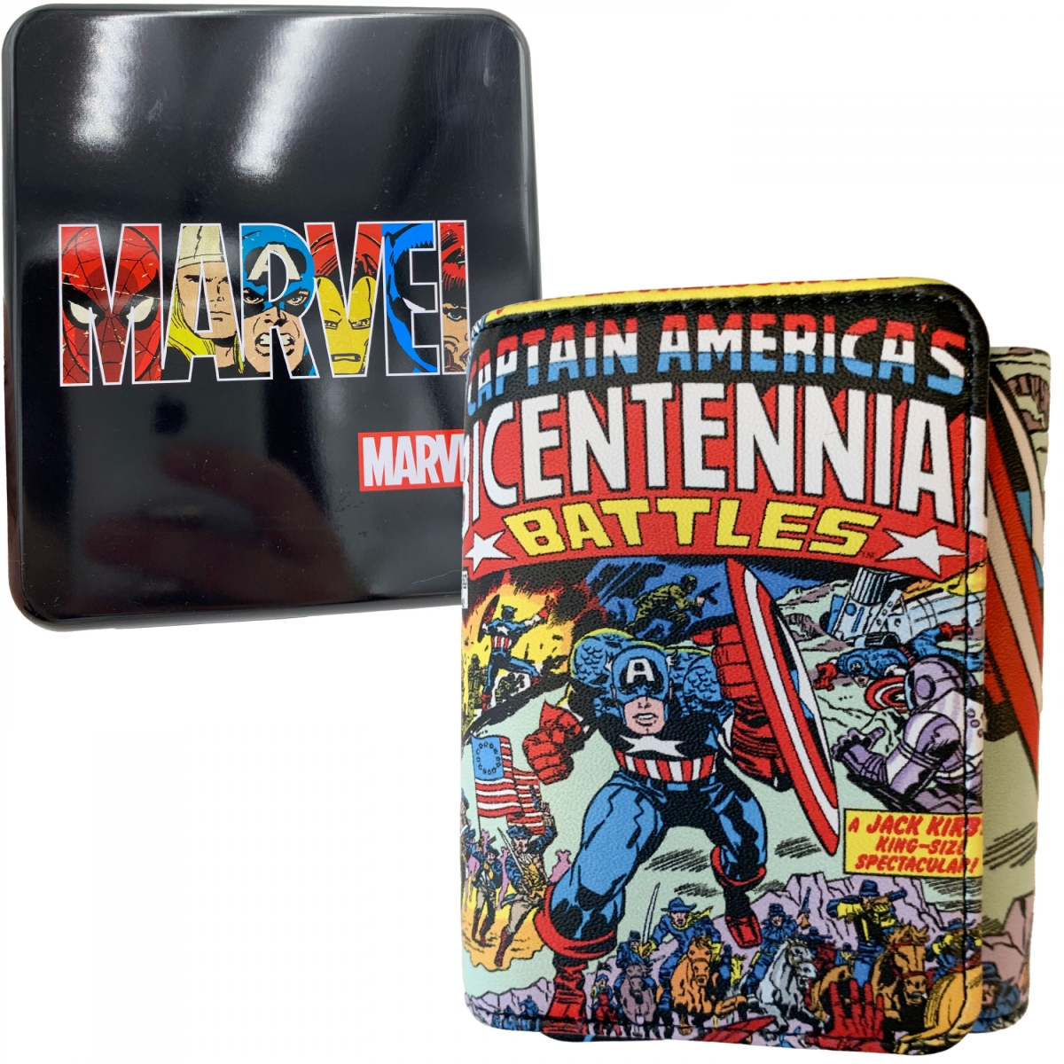 Picture of Captain America 891438 Bicentennial Battles Trifold Wallet in Collectors Tin