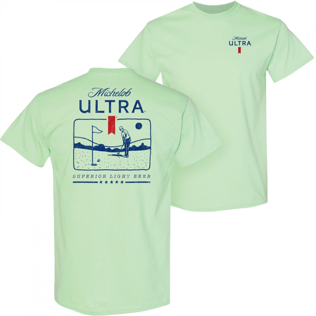 891496-medium Ultra Golf Putting Green Colorway Front & Back Print T-Shirt, Green - Medium