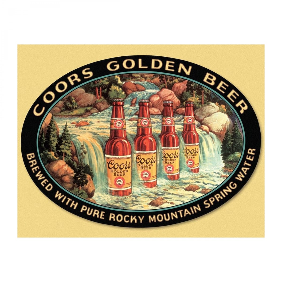 891178 Golden Beer Waterfall Tin Sign