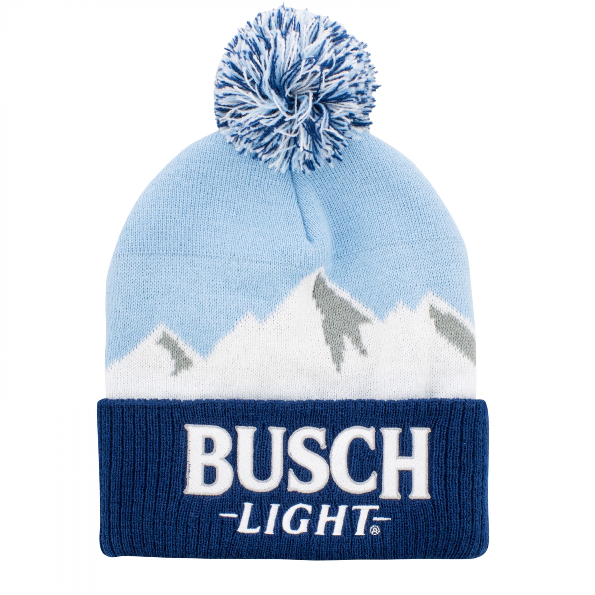 883010 Light Mountain Range Knit Beanie with Pom