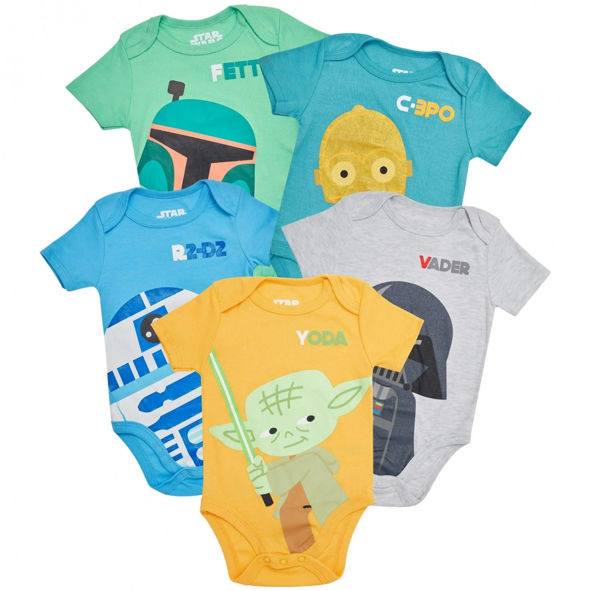 894089-0-3months Characters Infant Bodysuit Set - 0 - 3 Months - Pack of 5