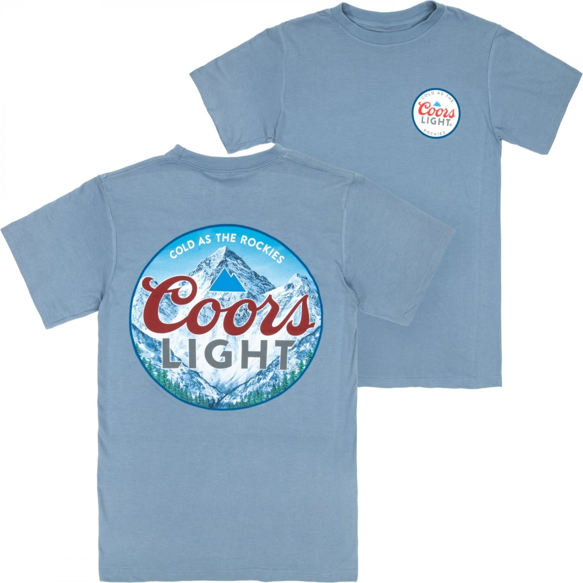 890742-xlarge Light Cold as The Rockies Front & Back Print T-Shirt, Blue - Extra Large