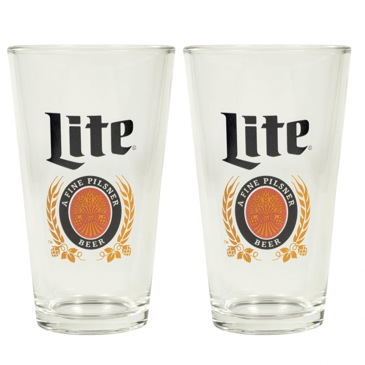 Picture of Miller Lite 893583 Lite Classic Logo Pint Glass Set - Pack of 2
