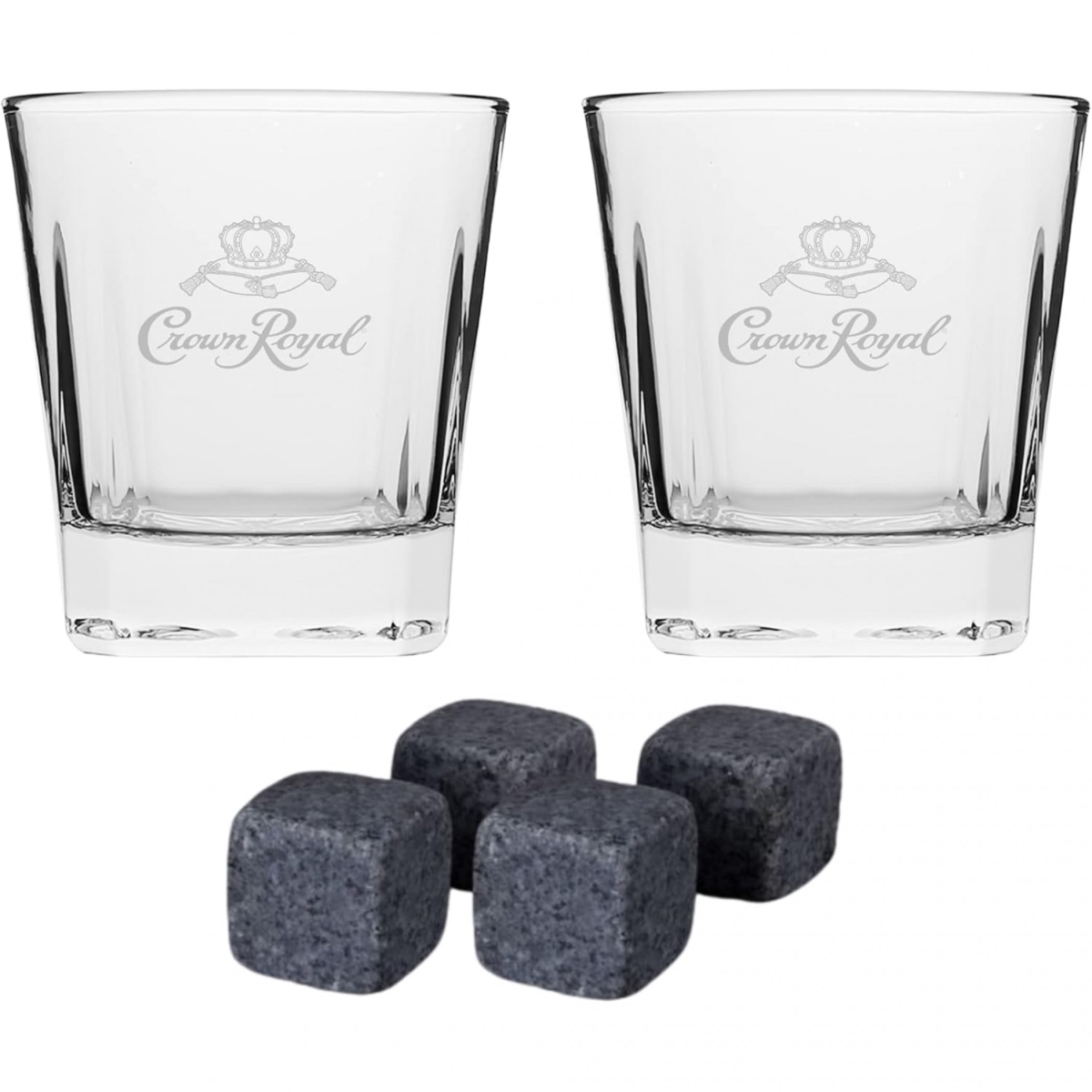 Picture of Crown Royal 893588 Whiskey Glasses & Whiskey Stone Set