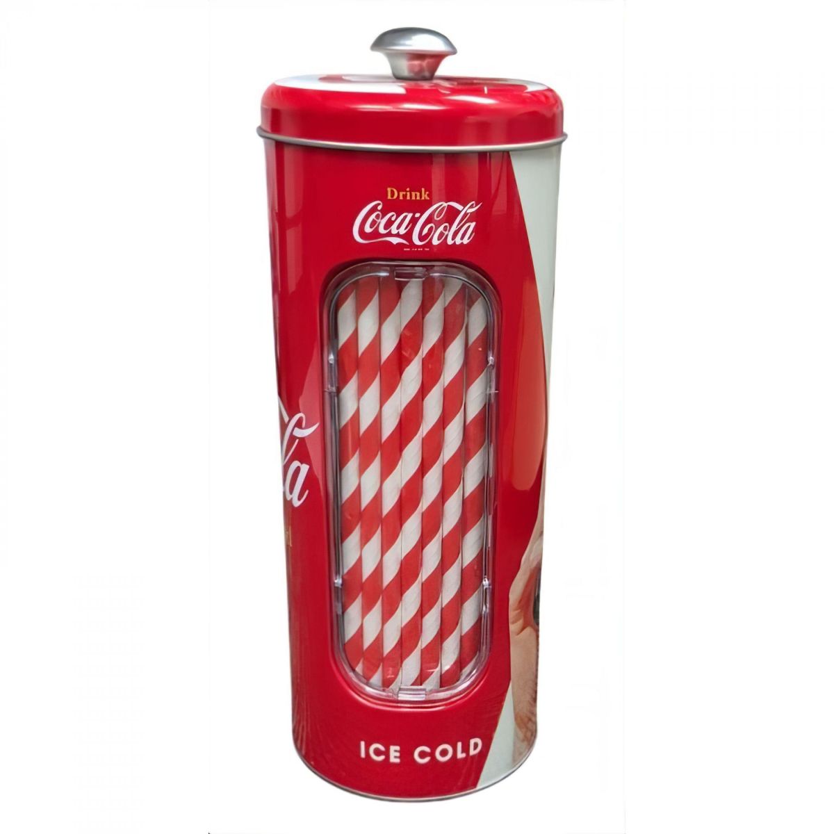 Picture of Coca-Cola 892324 Drink Up Retro Straw Tin Canister