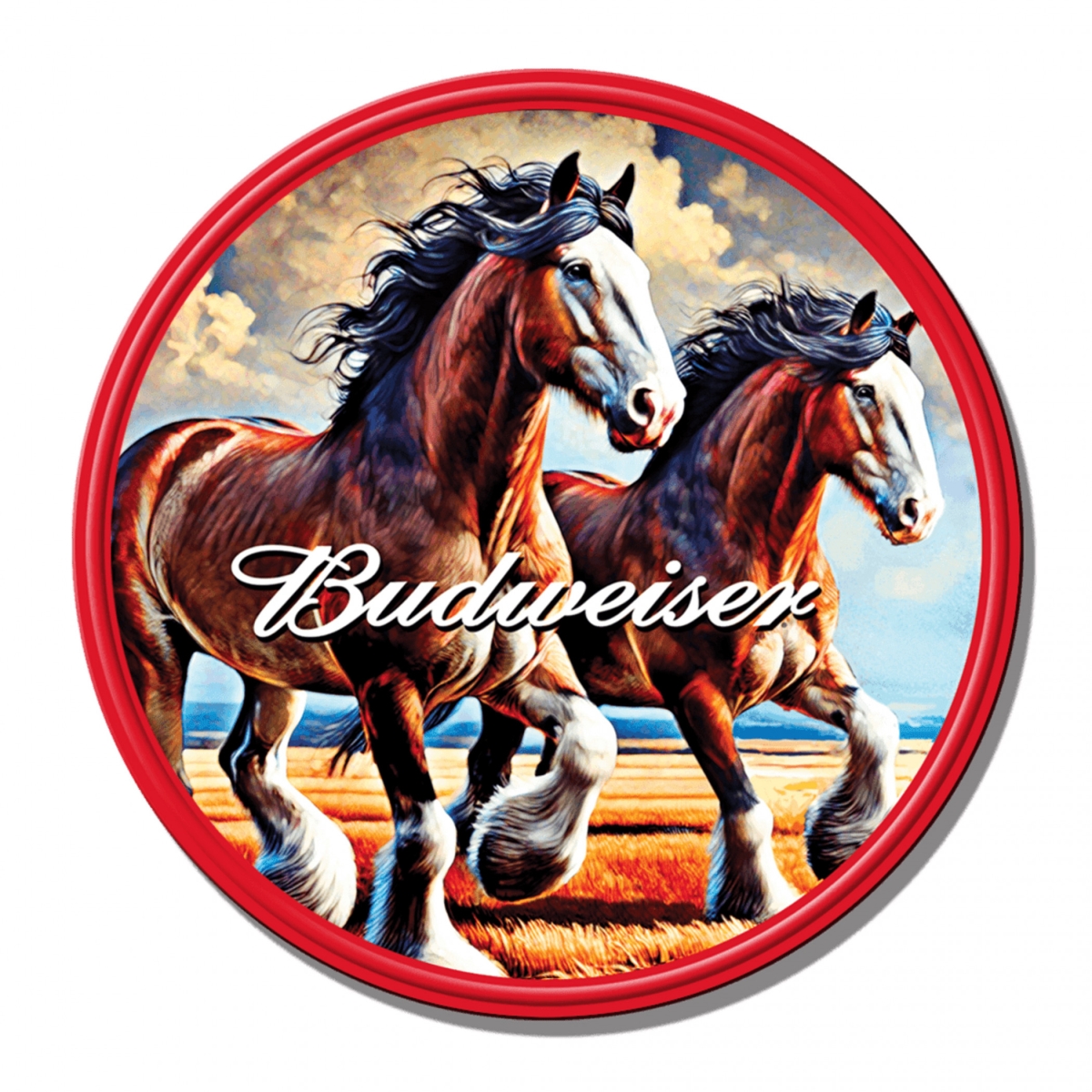 898158 Clydesdales Round Fully Embossed Aluminum Sign