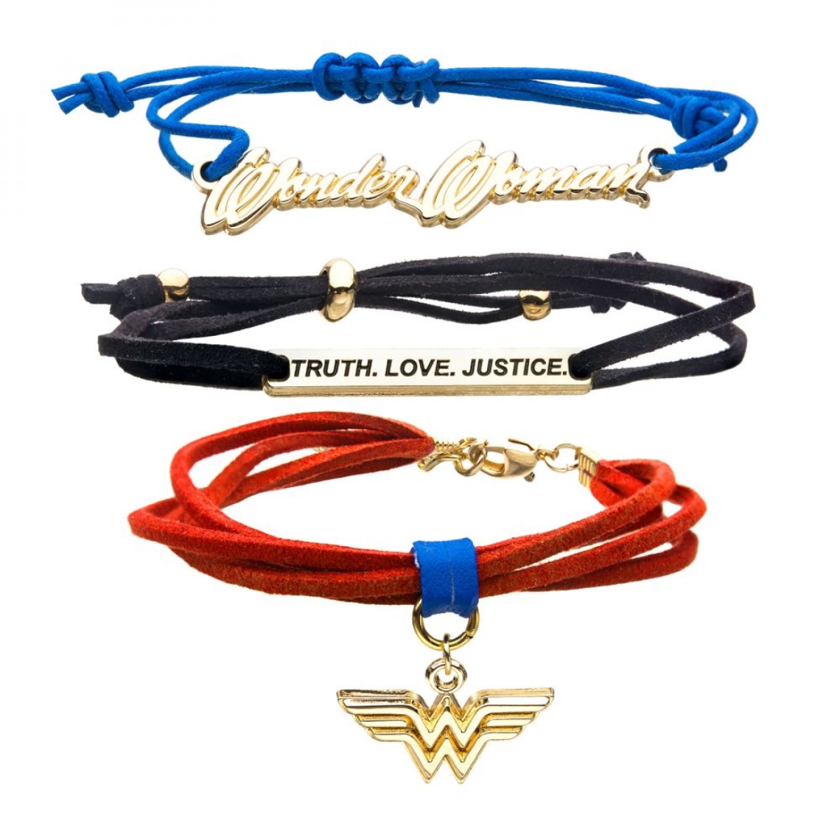 899380 Blue, Black & Red Cord Bracelet Set - Pack of 3