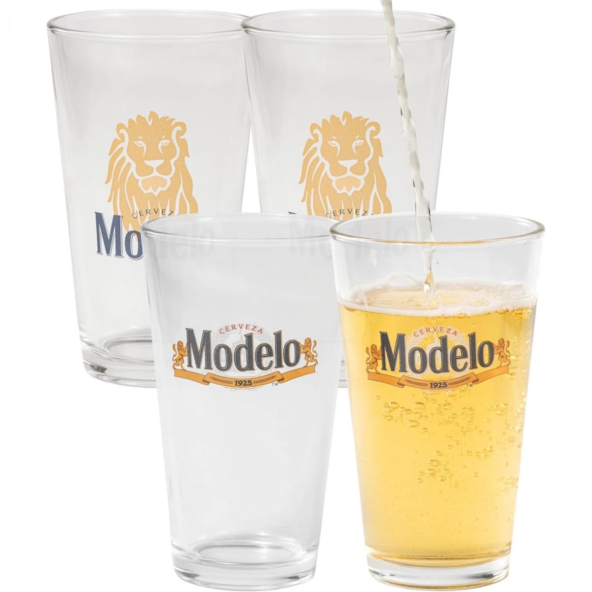 Picture of Modelo Especial 898974 16 oz Logo Pint Glass Set - Pack of 4