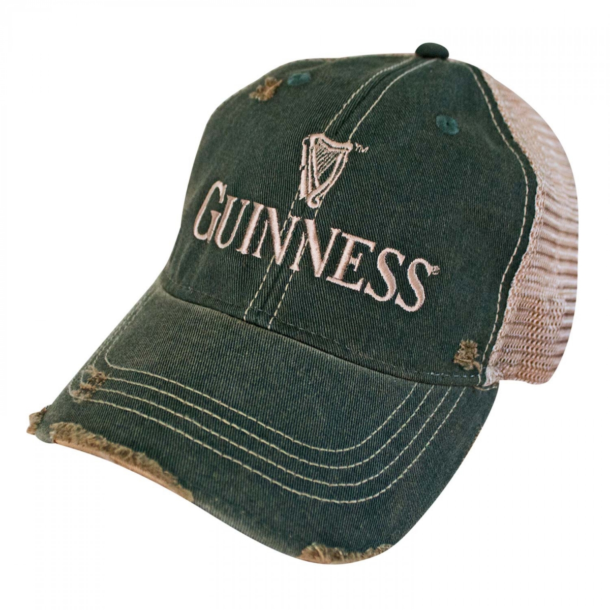 896218 Distressed Retro Brand Mens Green Trucker Hat