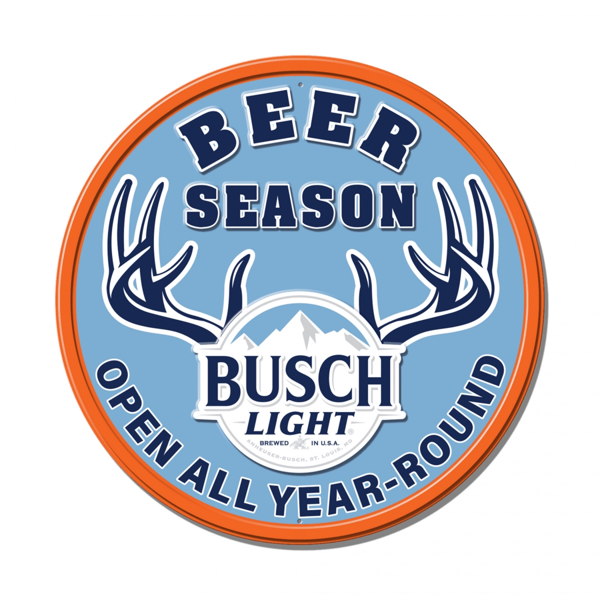 898159 Round Fully Embossed Aluminum Sign - Light Beer Season