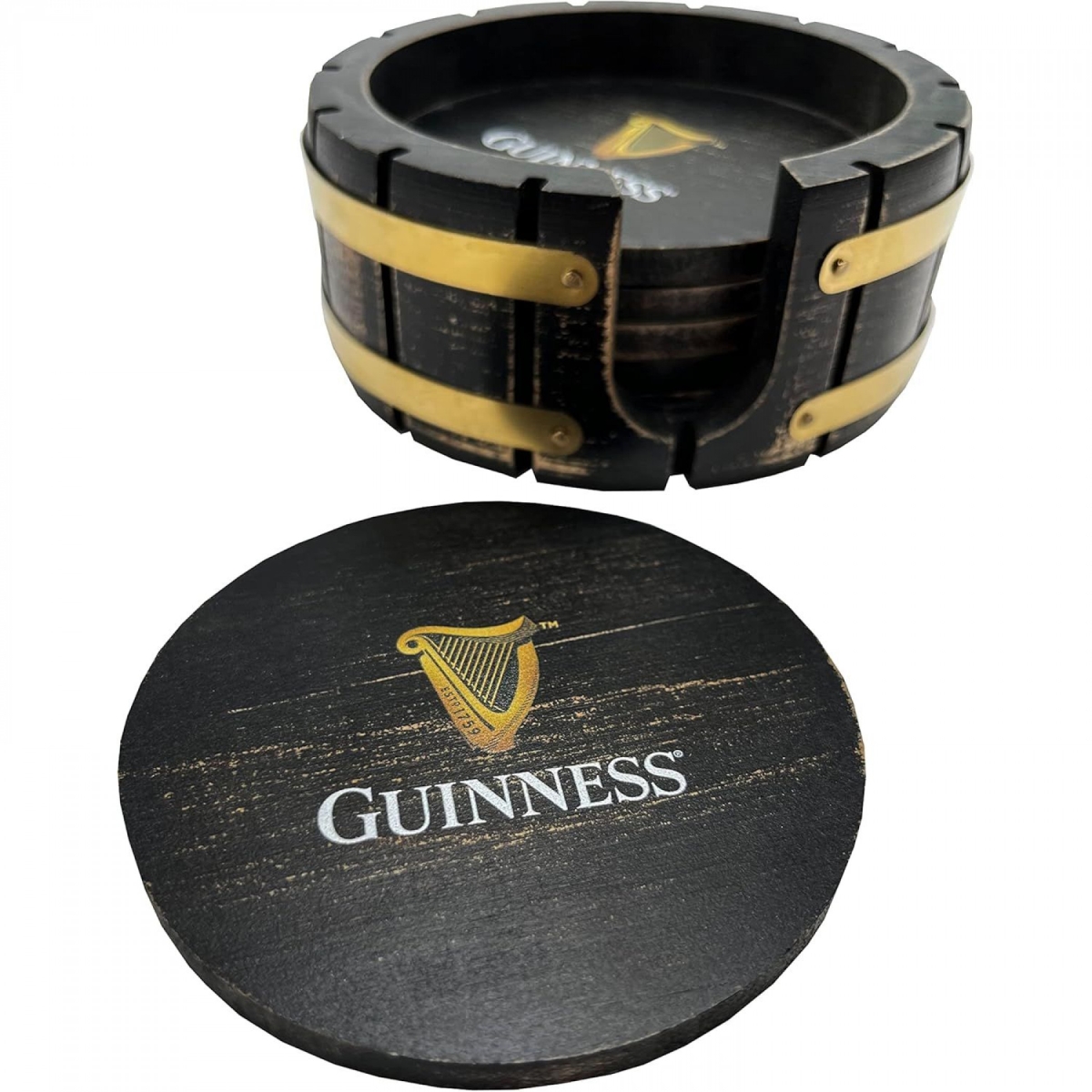 Picture of Guinness 898982 Beer Wooden Coaster Set with Holder - Pack of 6