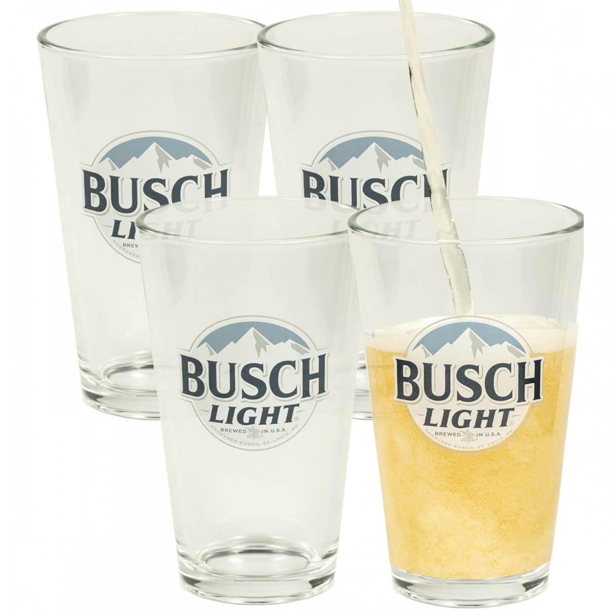 Picture of Busch 899023 16 oz Light Logo Pint Glass Set - Pack of 4